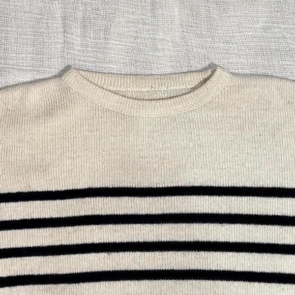 Brick Lane Wool Sweater - Striped - Cream and Navy - Picture 2 of 4
